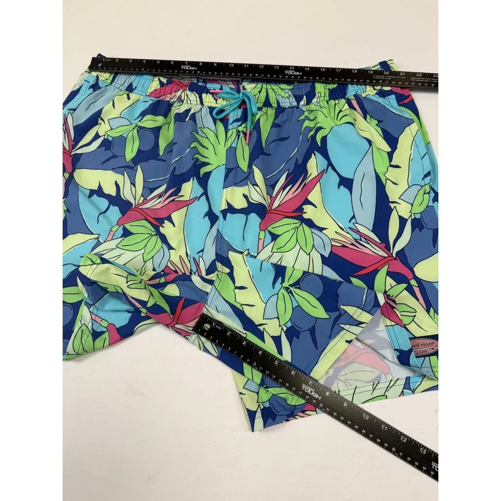 Vineyard Vines Mens‎ 2XB Tropical Bird of Paradise Swim Trunks Blue 1M001149